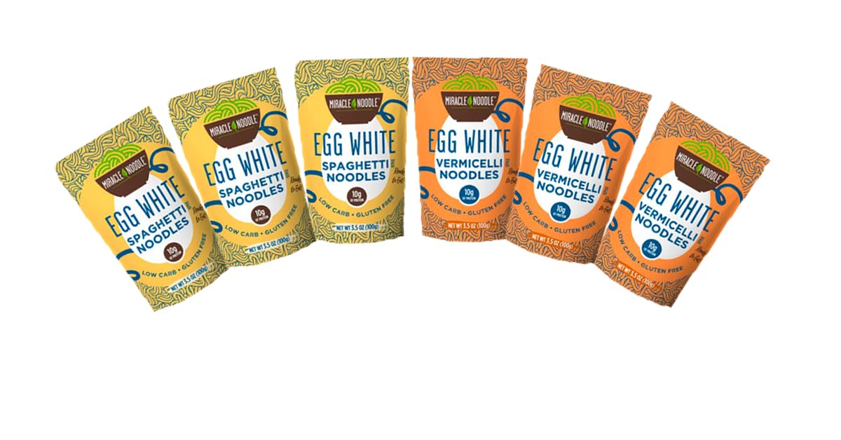 Miracle Noodle Egg White Pasta Variety Pack, 3.5 Oz (Pack of 6)