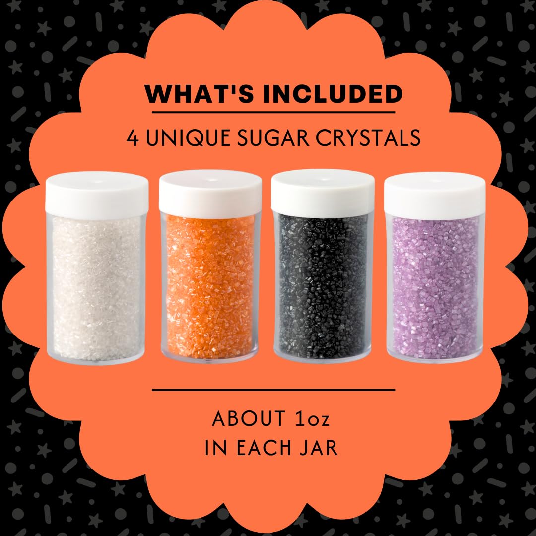 Sweets Indeed Halloween Sanding Sugar 4 Pack, Orange Black Purple White 4.52 oz