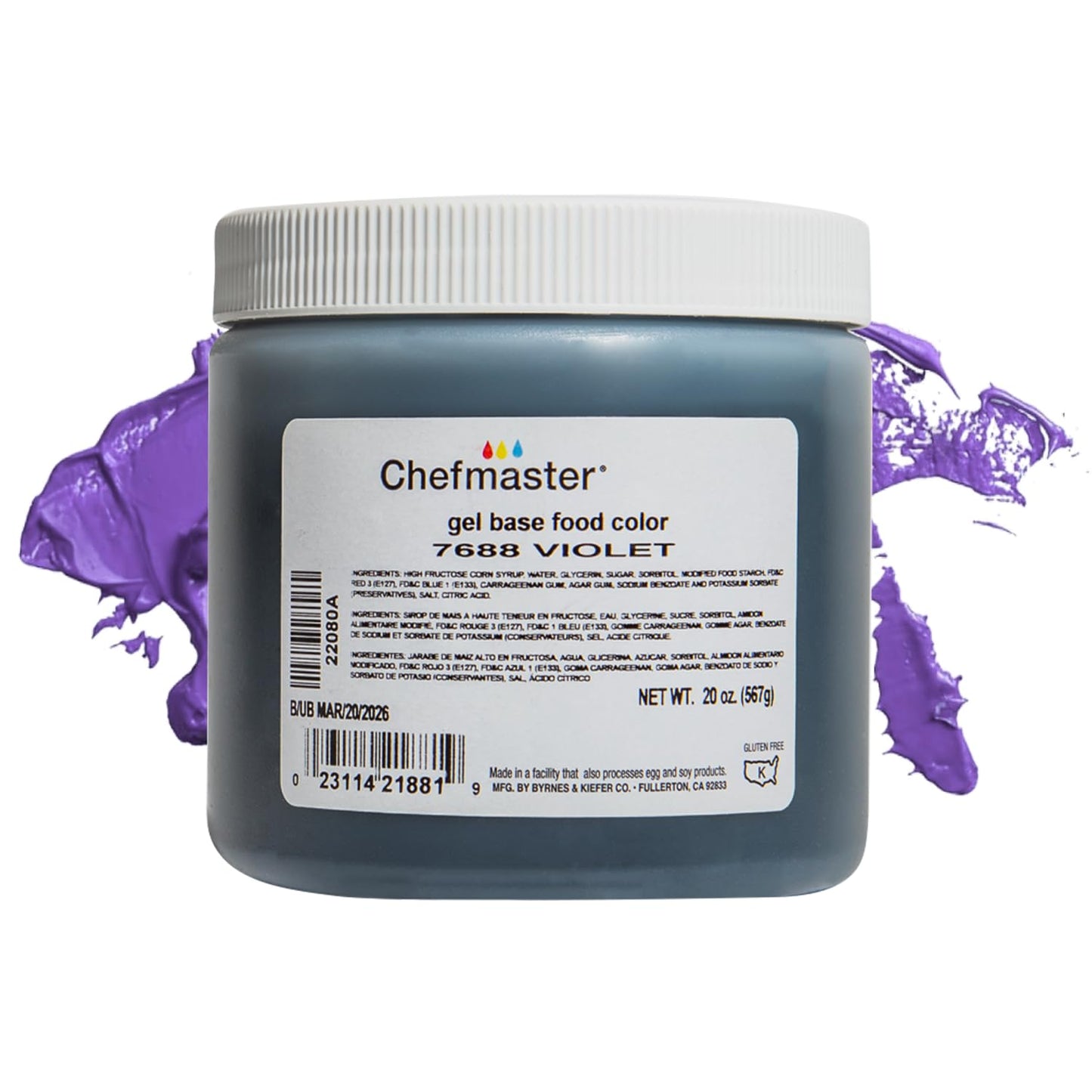 Chefmaster Violet Gel Food Coloring | Vibrant Color | Professional-Grade Dye for Icing, Frosting, Fondant | Baking &amp; Decorating | Fade-Resistant | Easy-to-Use | Made in USA | 20 oz