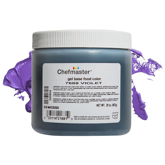 Chefmaster Violet Gel Food Coloring | Vibrant Color | Professional-Grade Dye for Icing, Frosting, Fondant | Baking &amp; Decorating | Fade-Resistant | Easy-to-Use | Made in USA | 20 oz