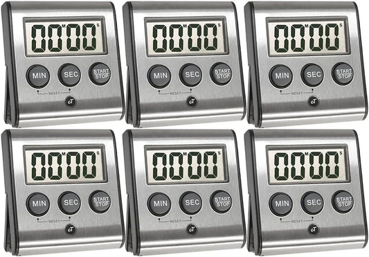 Elegant Digital Kitchen Timer - Stainless Steel Model eT-23, Super Strong Magnetic Back, Loud Alarm, Large Display, Auto