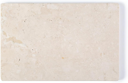 Koville Natural Travertine Marble Cutting Board for Kitchen Counter, 12" x 8" Real Stone Slab Marble Cheese Board for Home Decor, Stone Pastry Boards Bathroom Perfume Tray Candle Plate