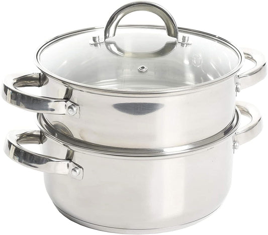 Oster Dutch Oven with Steamer Basket 3-Quart - Sangerfield Stainless Steel, Stovetop Steamer for Vegetables, Rice & Tama