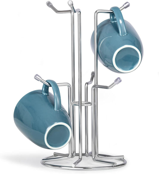 HULISEN Coffee Mug Holder for Countetop, Cup Tree for Counter Large Mugs with 6 Hooks, Metal Cup Holder Stand, Standing Rack