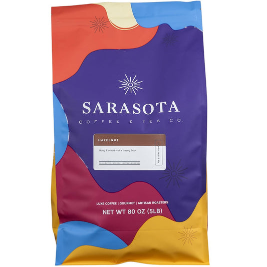Sarasota Coffee Whole Bean Hazelnut | Medium Roast Gourmet Flavored Coffee Beans | Low Acid, Mold Free, Specialty Grade Bulk