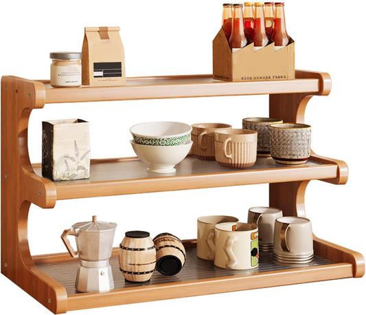 3-Tier Wooden Mug Holder Countertop, Coffee Cup Holder Mug Display Coffee Mug Organizer Mug Rack for Coffee Station