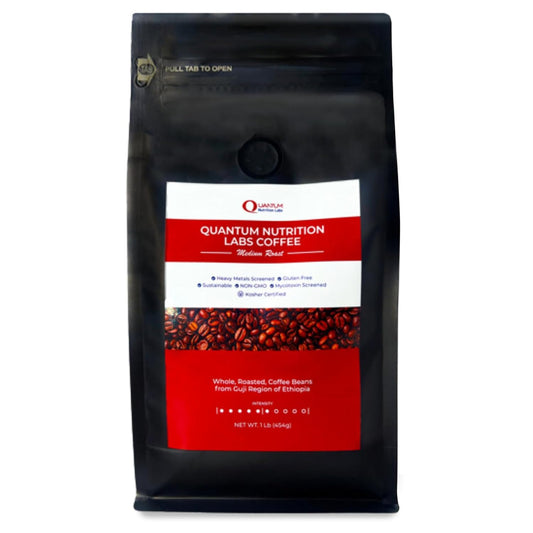 Quantum Organic Whole Roasted Coffee Beans - Medium Roast, From Guji Region of Ethiopia, Crafted for Optimal Health