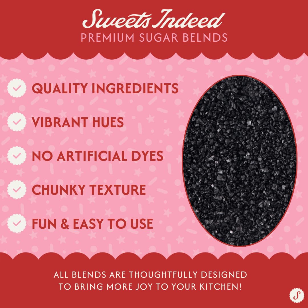 Sweets Indeed Black Sanding Sugar Crystals for Baking &amp; Decorating, 5.11 oz