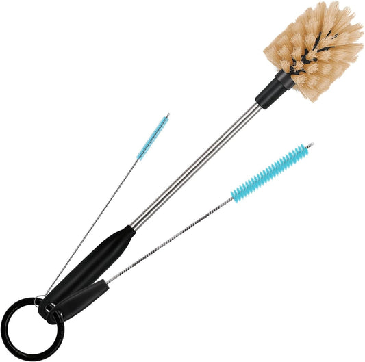 3 in 1 Stainless Steel Long Handled Water Bottle Brush Set, Kitchen Scrubber Cleaning Brush for Mugs, Coffee Cups,