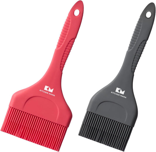 Kitchen Mama Platinum Silicone Extra Wide Pastry & Basting Brush Utensil Set – Heat Resistant, Dishwasher Safe, BBQ
