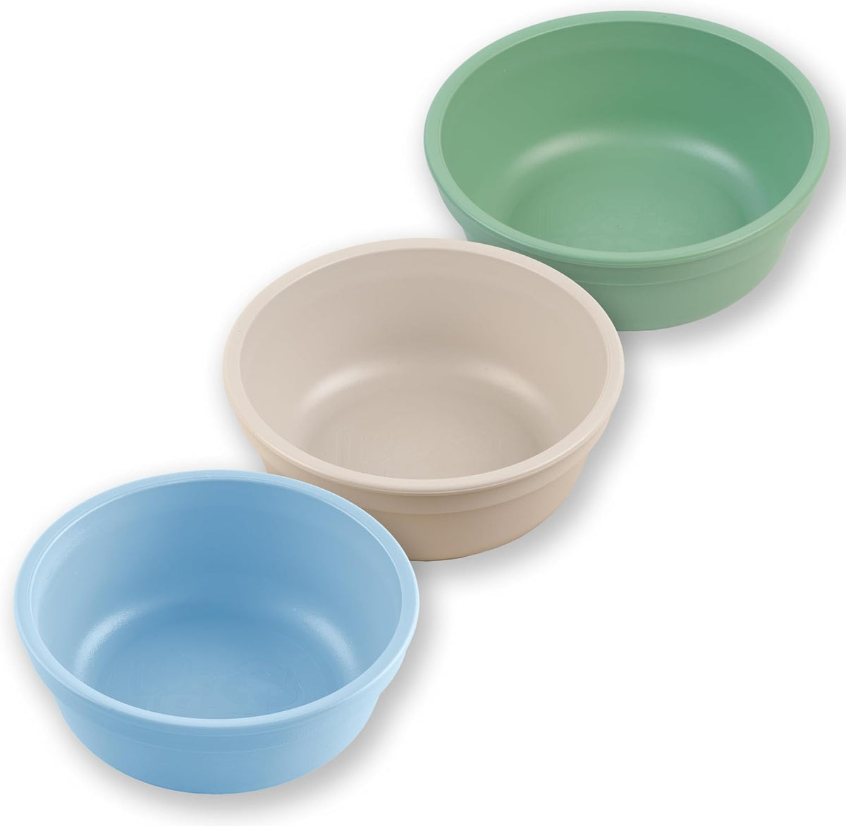 Re-Play 12 oz. Toddler Bowls Set of 3 - Kids Deep-Walled, Durable &amp; Reusable Snack and Meal Bowls, Dishwasher &amp; Microwave Safe, BPA-Free, Made in USA from Recycled Plastic, Beach Baby