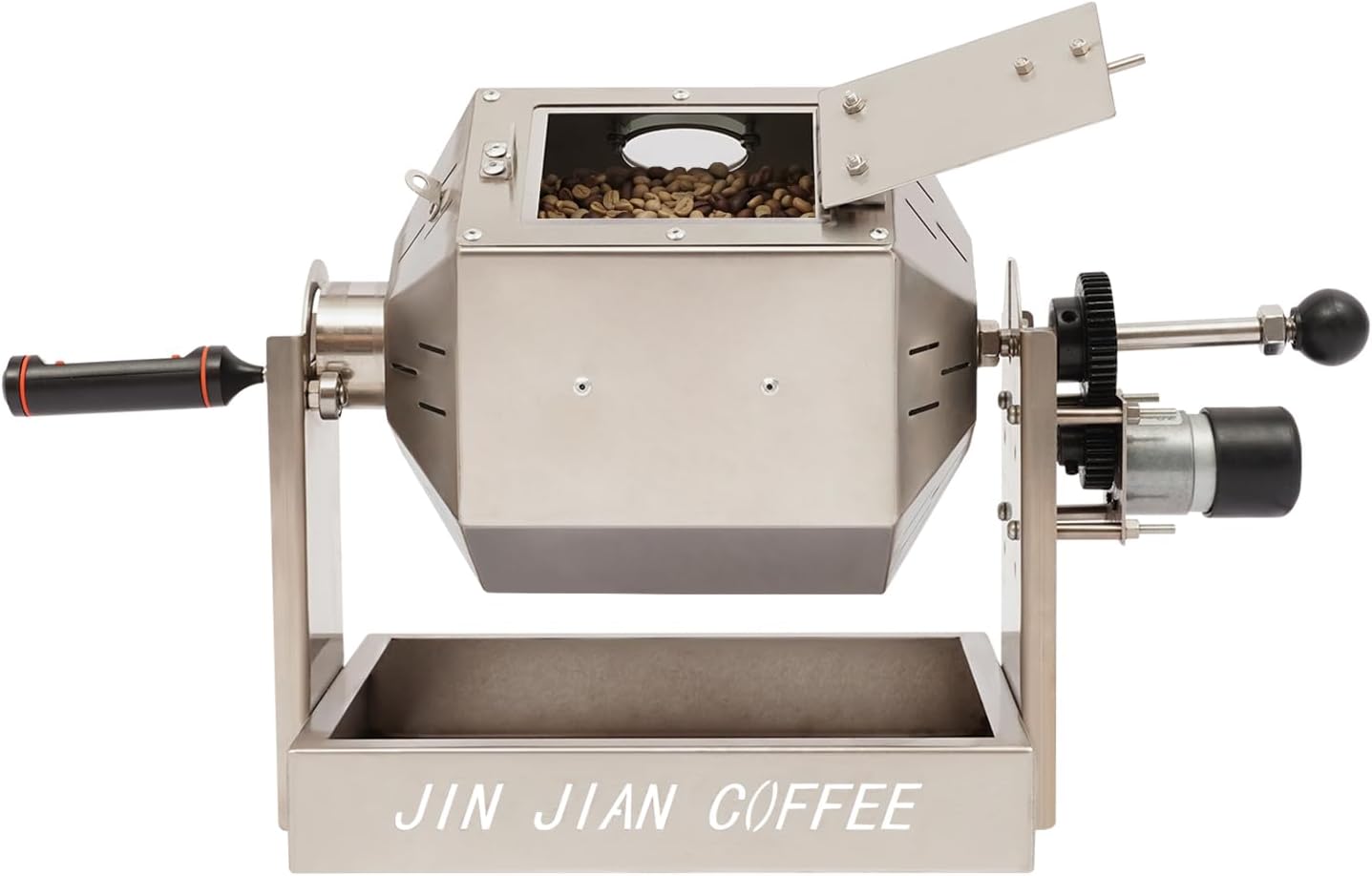 3.8L Drum Coffee Roaster Stainless Steel w/Cooler &amp; Thermometer, Silver