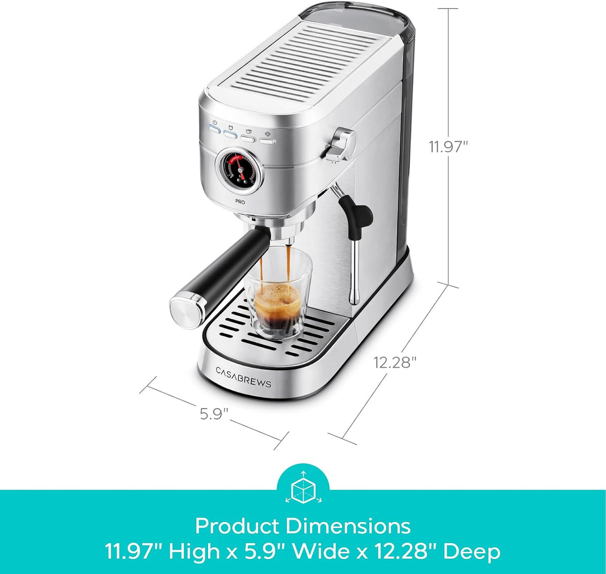CASABREWS 5418 PRO Espresso Machine with Fast Heating System and Steam Wand