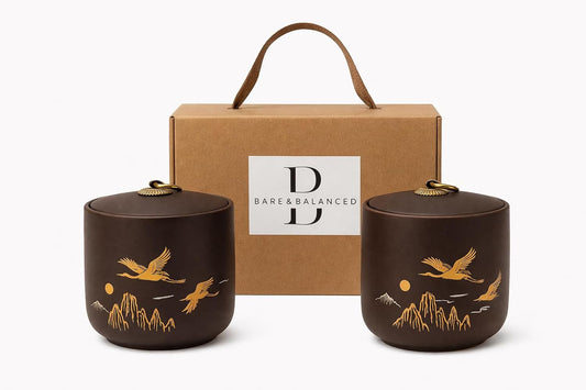 Bare &amp; Balanced Ceramic Canister with Airtight Lid – Premium Kitchen Storage Jar | Crane &amp; Mountain Design | Storage for Dry Goods | Gift-Ready Box
