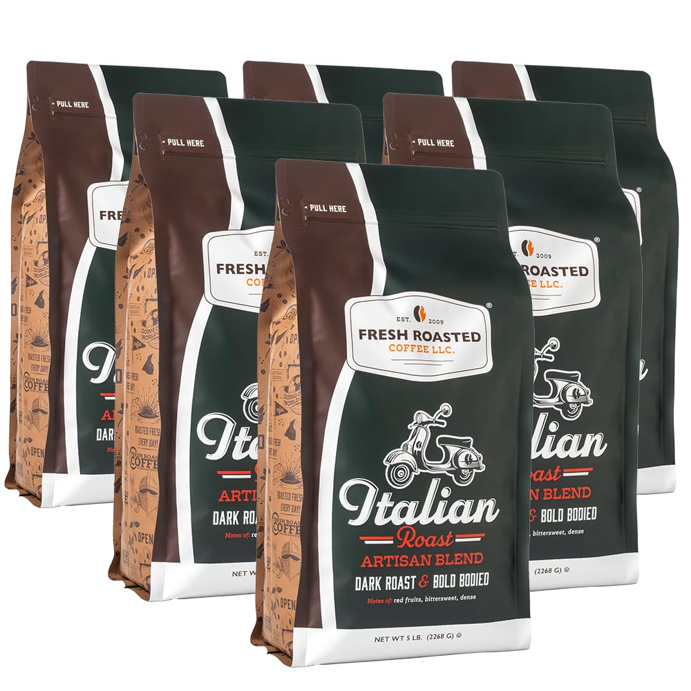 Fresh Roasted Coffee, Italian Roast Whole Bean Coffee, Dark Roast, Kosher, 30 lb (480 oz)
