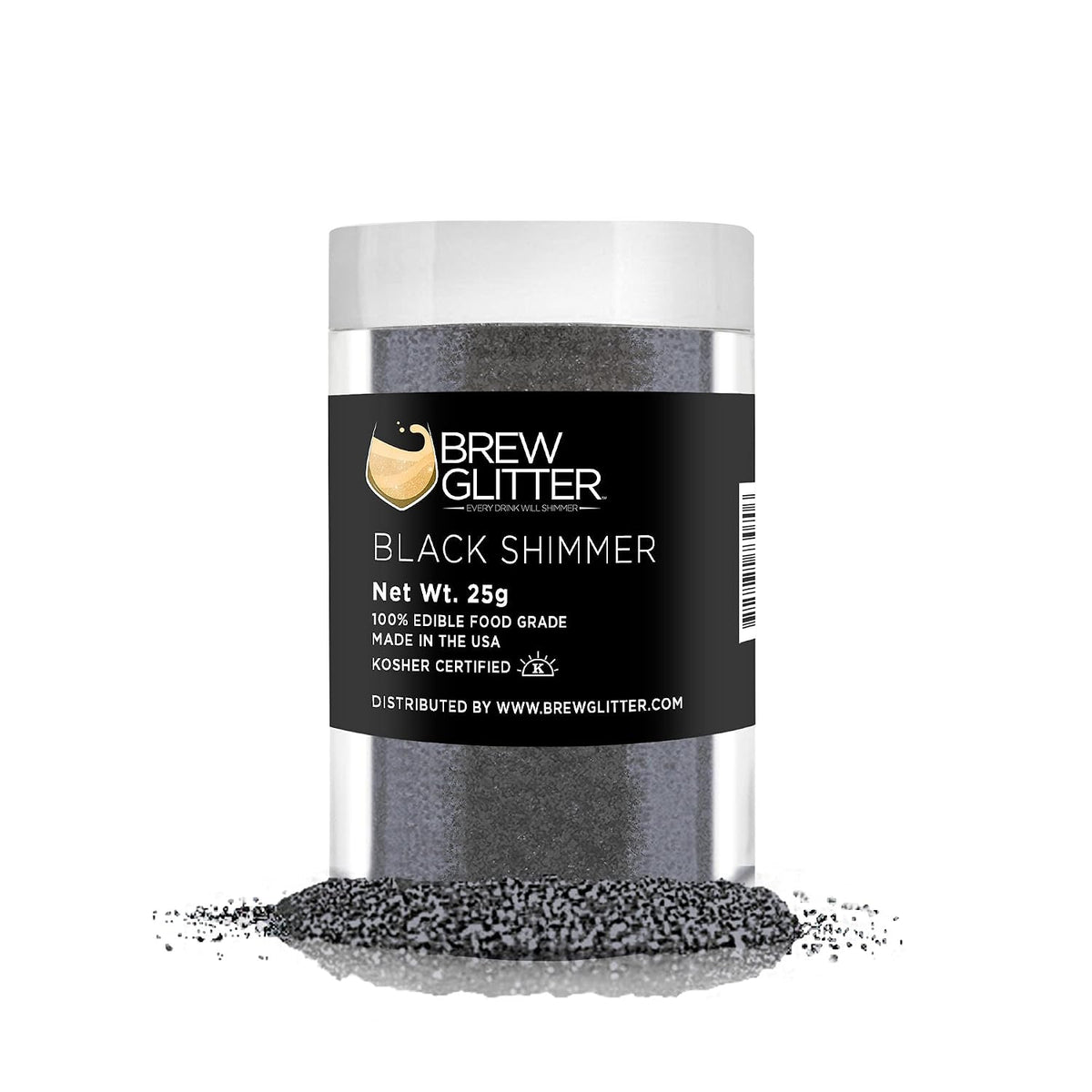 Black Shimmer BREW GLITTER Edible Glitter For Drinks, Cocktails, Beer, Garnish Glitter &amp; Beverages | KOSHER &amp; HALAL Certified | 100% Edible &amp; Food Grade | Vegan, Gluten, Nut Free (25g, Black Shimmer)
