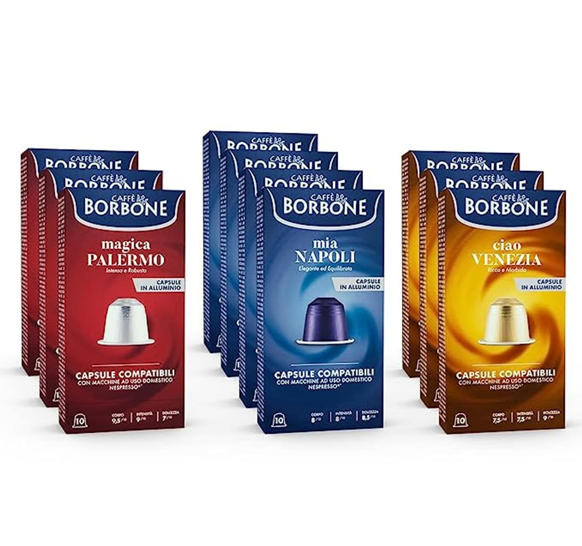 Caffè Borbone Variety Pack Aluminum Capsules Compatible with Nespresso Original Machines, Medium Roast, 90 Count