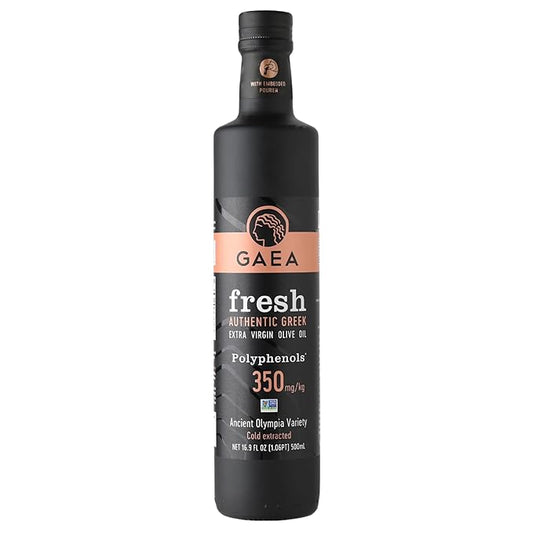 GAEA FRESH Authentic Greek Extra Virgin Olive Oil, 16.9 fl oz (500ml) | Cold Extracted from Ancient Olympia Variety | High
