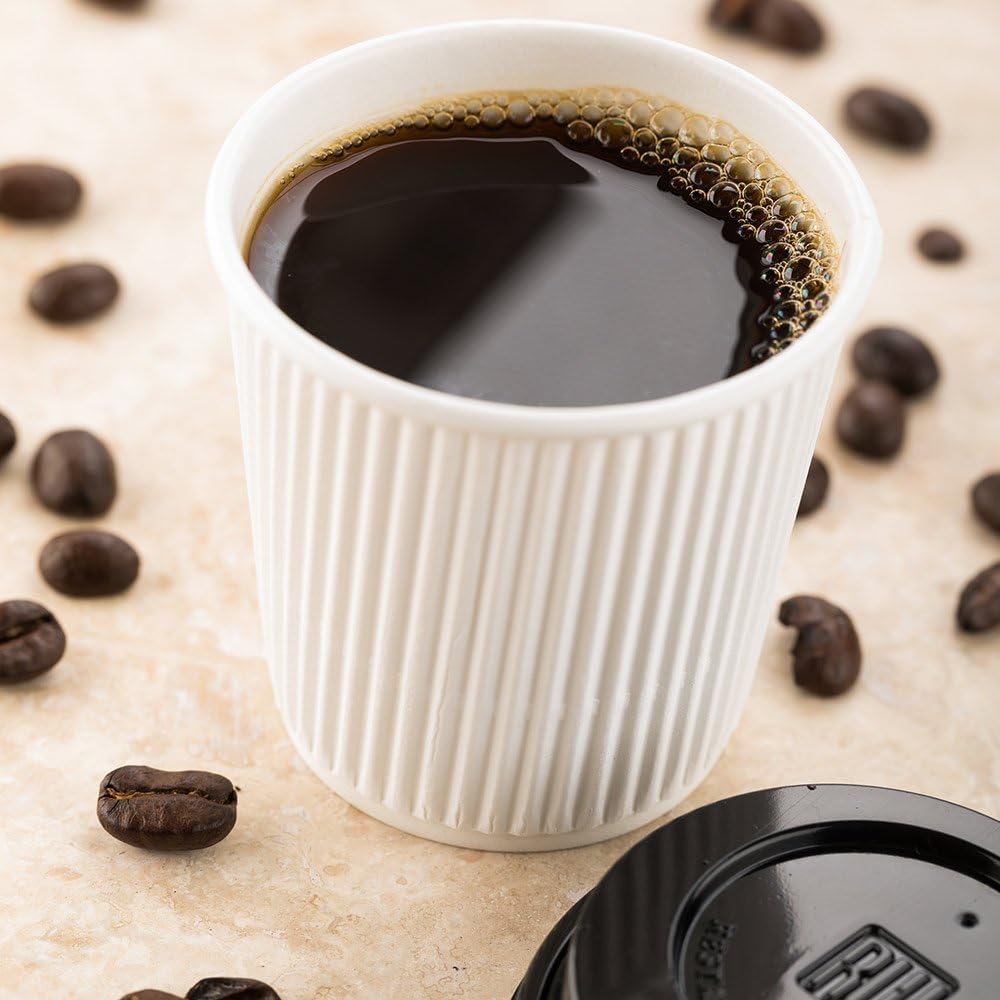 Restaurantware Ripple Wall Coffee Cups 500 Count 4 Ounce Insulated White Paper Cups, Rolled Rim Spill-Resistant Disposable Paper Non-Slip for Coffee, Beverages