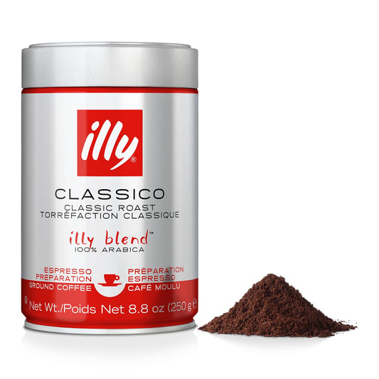 Illy Classico Ground Espresso Coffee, Medium Roast Roast With Notes Of Chocolate & Caramel, 100% Arabica, 8.8 Ounce (Pack Of
