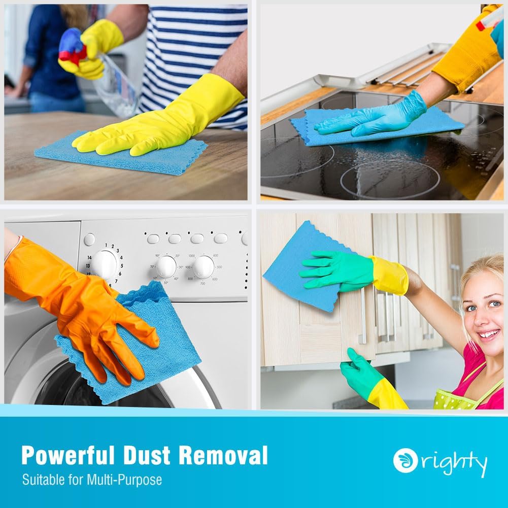 Orighty Microfiber Cleaning Cloth Bulk, 50 Pack Shop Towels 12x12 in, Blue