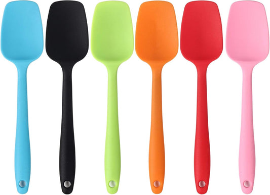 Silicone Spatulas, 8.2 inch Small Rubber Spoon Spatula Heat Resistant Seamless One Piece Design Non-Stick Spoonula Flexible