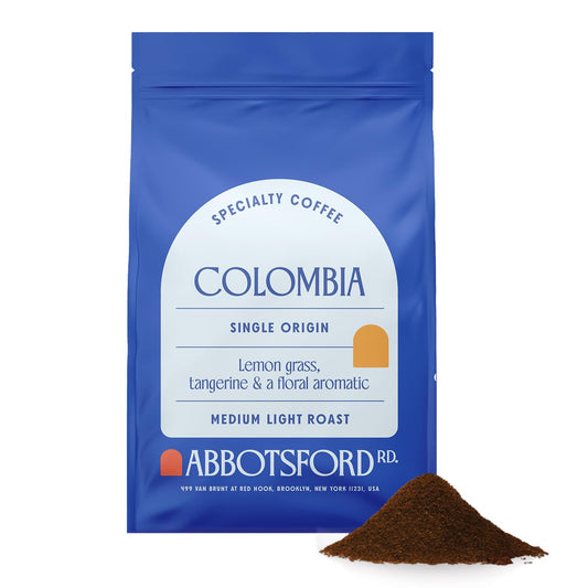 Colombia Ground Coffee, Single Origin Medium-Light Roast Coffee with Lemongrass, Tangerine & Floral Aromatic Notes,