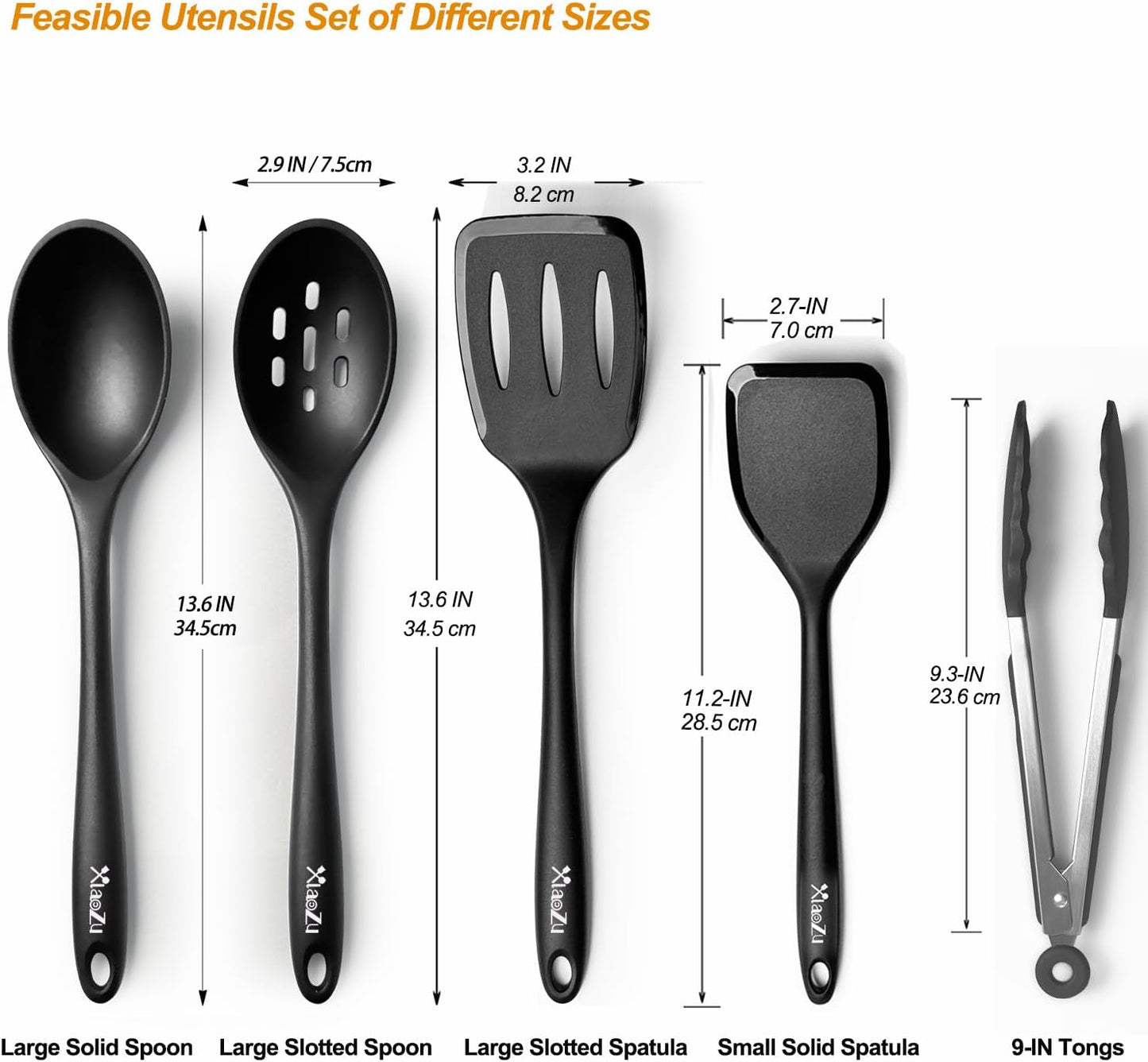 Silicone Cooking Utensils Set, Heat Resistant &amp; Non Stiick, 5Pack