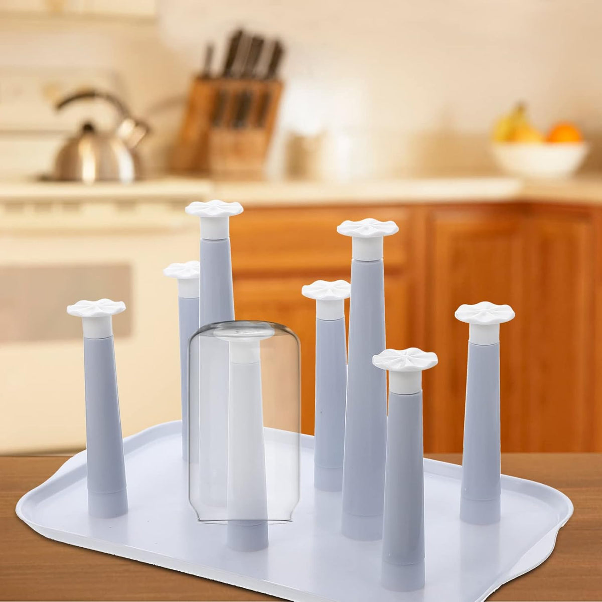 Hemoton Cup Drying Rack with Draining Design 12.6X7.9X7.1 Inch Space-Saving Household Glasses Holder and Water Bottle Stand for Kitchen Counter Organization