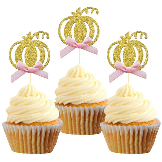 Pumpkin Cupcake Topper Fall Theme Cake Decoration for Pumpkin Themed Baby Shower Party Supplies, Pumpkin Food Pick - Set of
