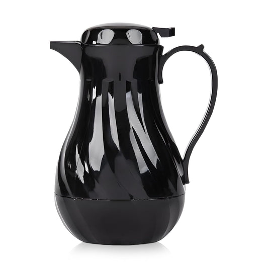 OCS Parts Easy Pour Thermal Coffee Carafe | 10-Inch Insulated Hot and Cold Beverage Pitcher Server for Coffee, Tea, Hot Chocolate and Water with Colored Tags for Easy Idenfication | 42-Ounce | Black