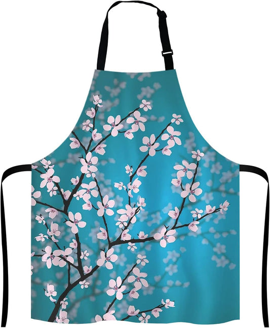 Spring Japanese Flowers Kitchen Cooking BBQ Chef Apron,Funny Apron for Men, Women - Dad Presents, Presents for Men -