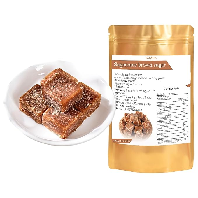 Brown Sugar Cubes (10.58oz/300g) - Additive-Free, traditionally made from sugarcane Brown sugar/black sugar,Dissolves Completely for Coffee, Tea & Baking. ﻿