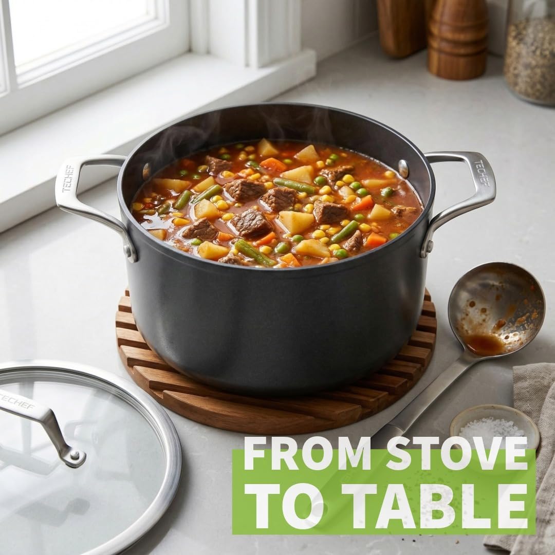 TECHEF - Onyx Collection - 2.8-quart Soup Pot with Glass Lid, coated with New Teflon Platinum Non-Stick Coating (PFOA Free)