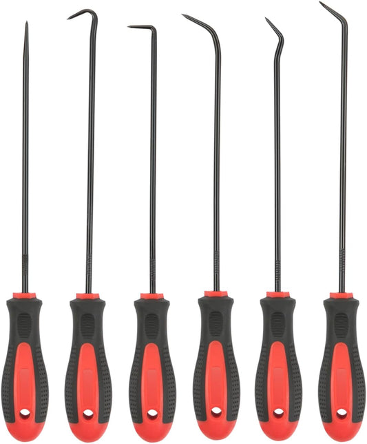 ROTATION Extra Long Precision Hook and Pick Set, 6-Piece Set, Chrome Vanadium Steel Shaft, for Remove Hoses and Gaskets,