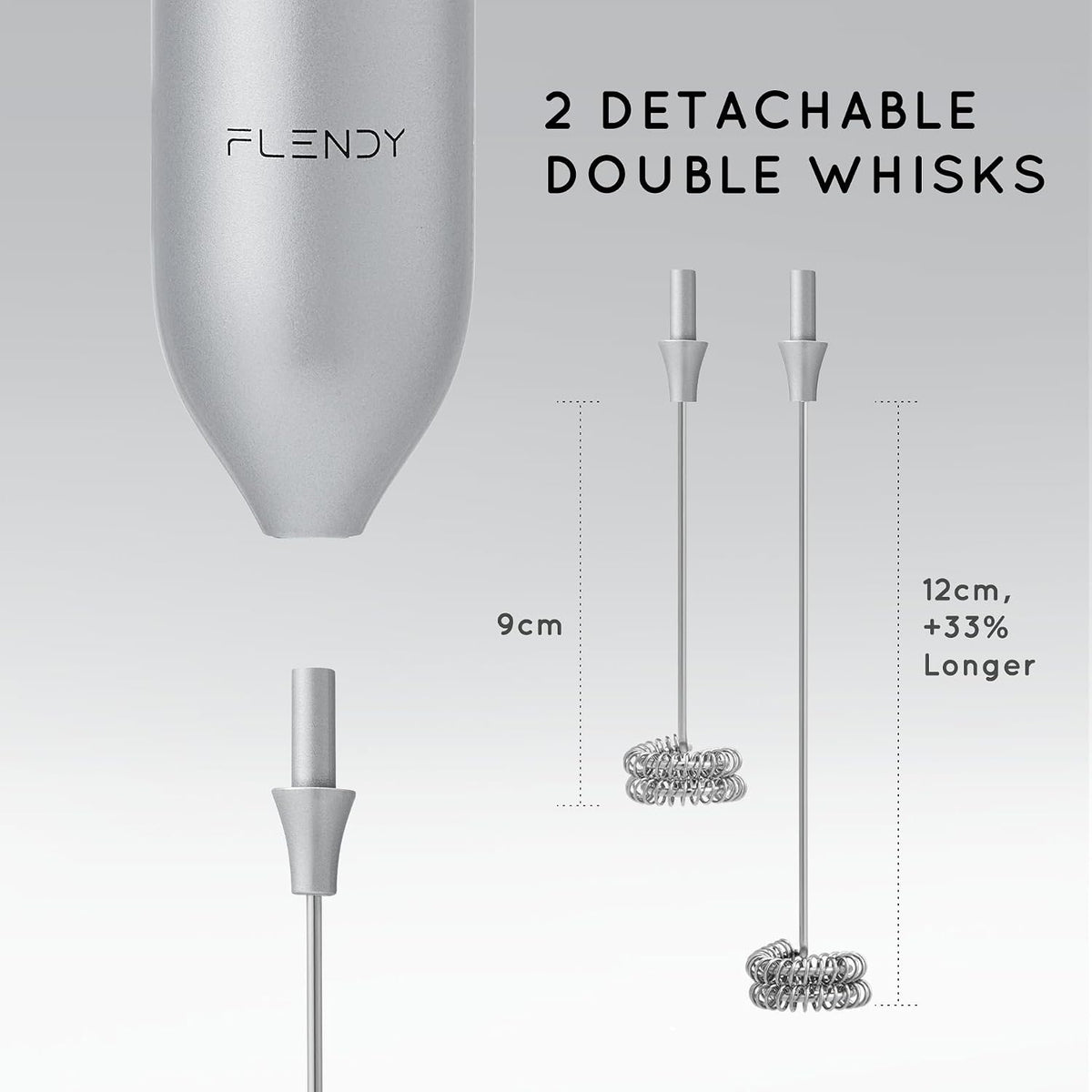 Flendy Rechargeable Milk Frother Handheld with Charging Stand