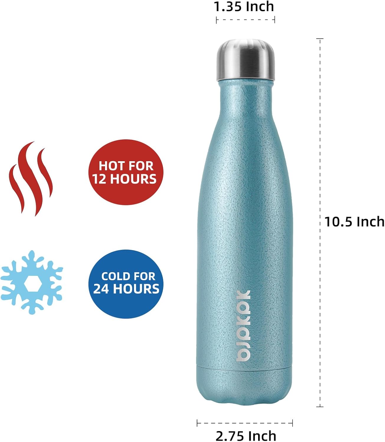 Bjpkpk Stainless Steel Water Bottle 17Oz Double Wall Vacuum Insulated Bottle,Magnetite Turquoise