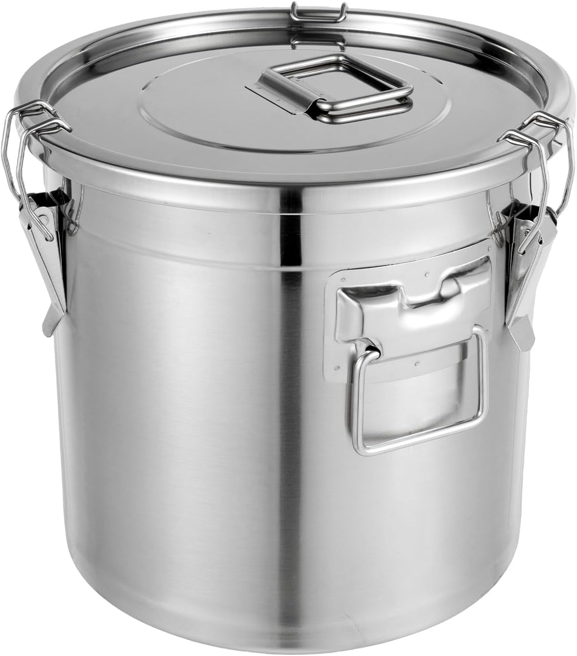 PERFERATE 304 Stainless Steel Container 21L Airtight Food Storage Container with Lids &amp; Locking Clips Stainless Steel Bucket for Kitchen, Grain, Flour, Coffee Bean, Dog Food (21L)