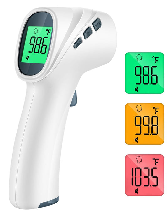 Touchless Thermometer for Adults, Digital Infrared Thermometer Gun with Fever Alarm, Forehead and Object 2 in 1 Mode, Fast