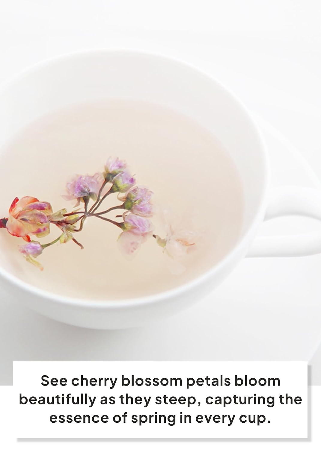 Korean Food KKOKDAM Cherry Blossom Flower Tea, Decaf Floral Blend, 10g | Decaf cherry blossom flower tea made with whole flowers, caffeine free, sugar free, and zero calories. Made in Korea.