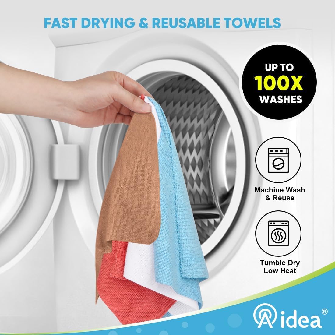AIDEA Microfiber Cleaning Cloth-165 Sheets 3 Roll,Cleaning Rags 11×9" Brown