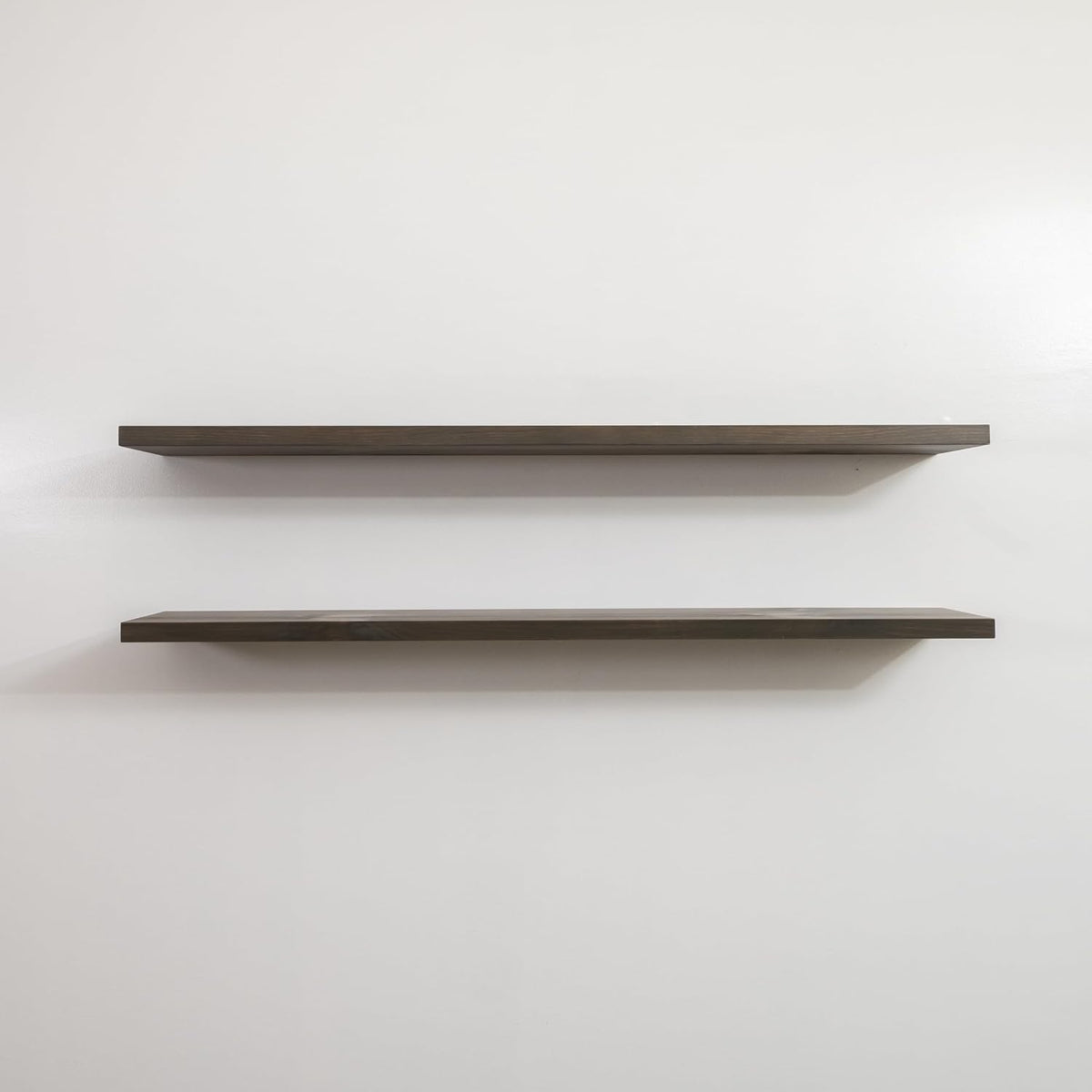 URBANDI, Rustic Floating Shelves, Set of 2, Hidden Bracket, Solid Wood, Heavy Duty, Wall Mounted Shelves, (Grey, 24Wx6D)