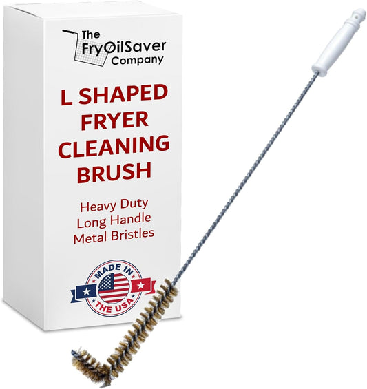 L-Shaped Deep Fryer Cleaning Brush, Up to 750F High Heat Resistant Metal Bristles Fryer Cleaning Brush for Food Debris,