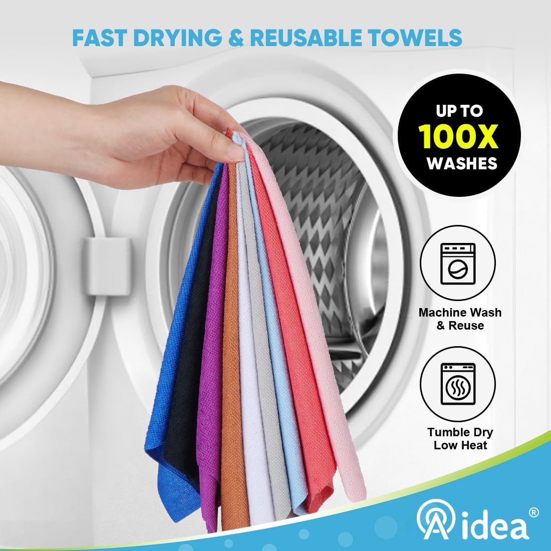 AIDEA Red Microfiber Cleaning Cloth Roll-50PK, Paper Towels 11.5"×11.5"