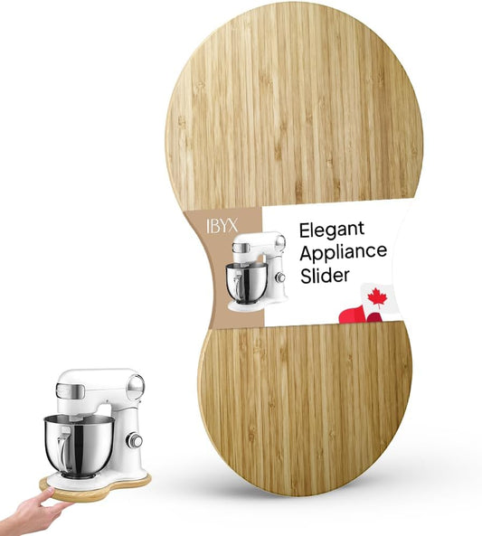 Ibyx Bamboo Mixer Slider – Compatible with Cuisinart Stand Mixer 12-Speed 5.5 Qt – Countertop Appliance Sliding Tray