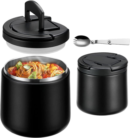 20oz Insulated Vacuum Food Jar with Buckle Lid,Soup Thermo for Hot Food Kids,Wide Mouth Leakproof Stainless Steel Lunch