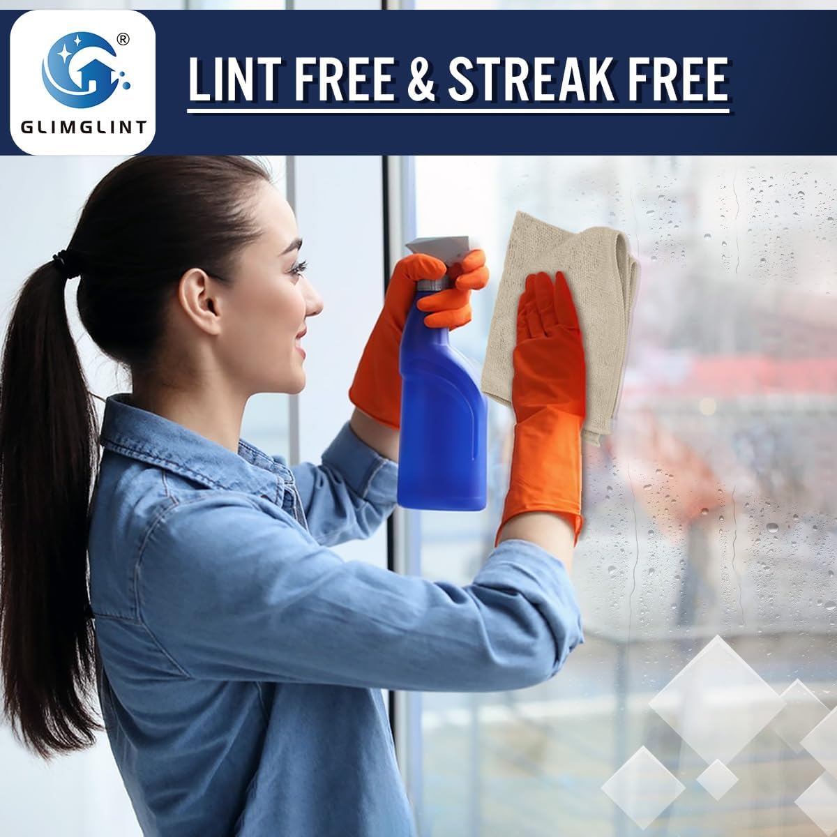 GLIMGLINT Microfiber Cleaning Cloth, 12 Pack Towels for Cars 14 X12 Inch