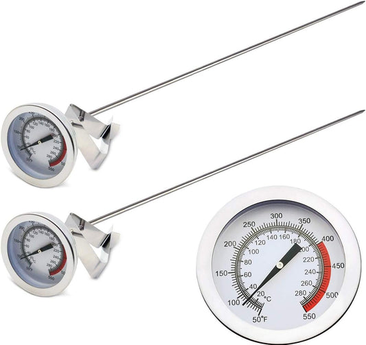 Efeng 15“ turkey fryer thermometer with pot clip (2 Pack), 2" dial candy thermometer with stainless steel clip,oil