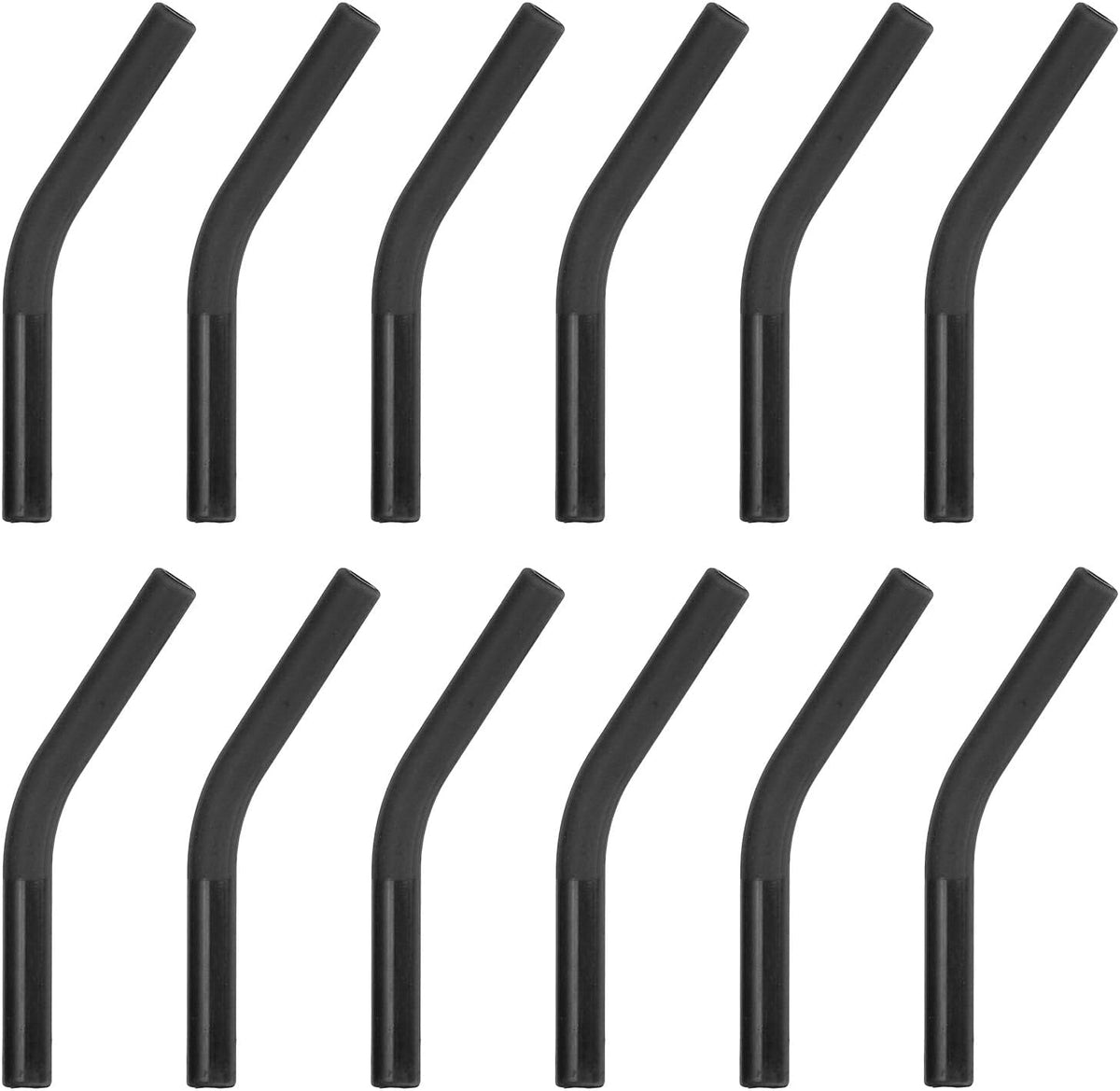 uxcell 12Pcs Silicone Straw Tips, Silicone Straw Elbows Tip, Soft Reusable Metal Straw Covers Fit for 6mm/0.24" OD Stainless Steel Straws, Black