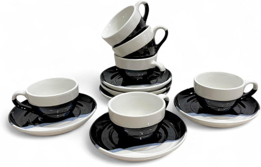 2 Ounce Espresso Cups with Saucers, Mini Ceramic Espresso Cups Set of 6, Espresso Cup Set, Coffee Mug Set for Latte,